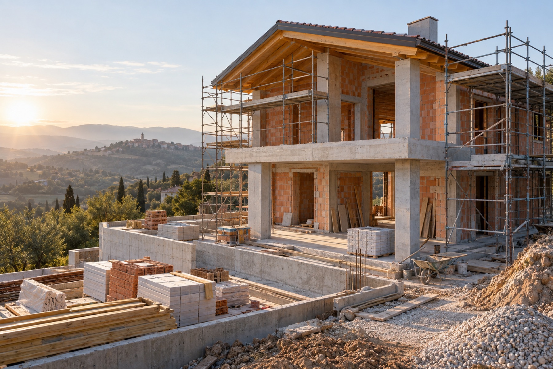 Cantiere residenziale per una nuova costruzione